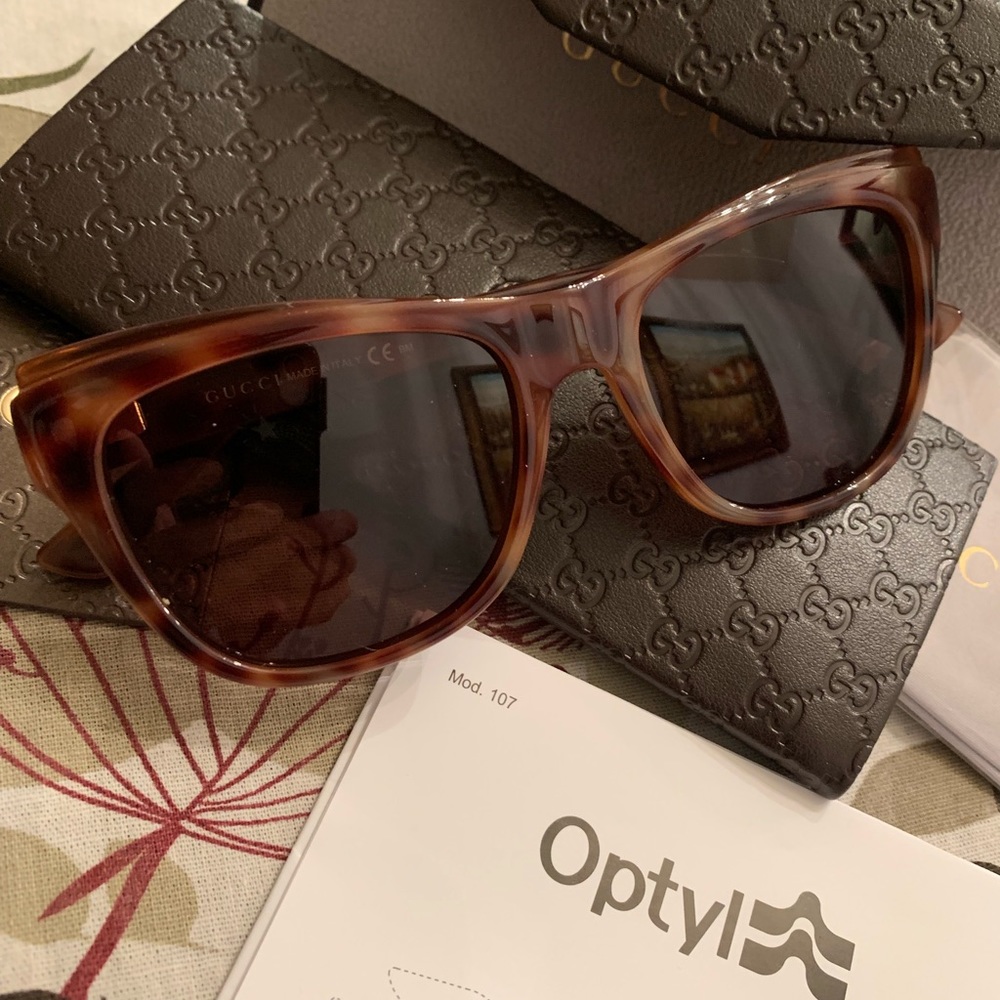 Authentic Gucci 52m oversized cat Optyl acetate leopard print sunglasses